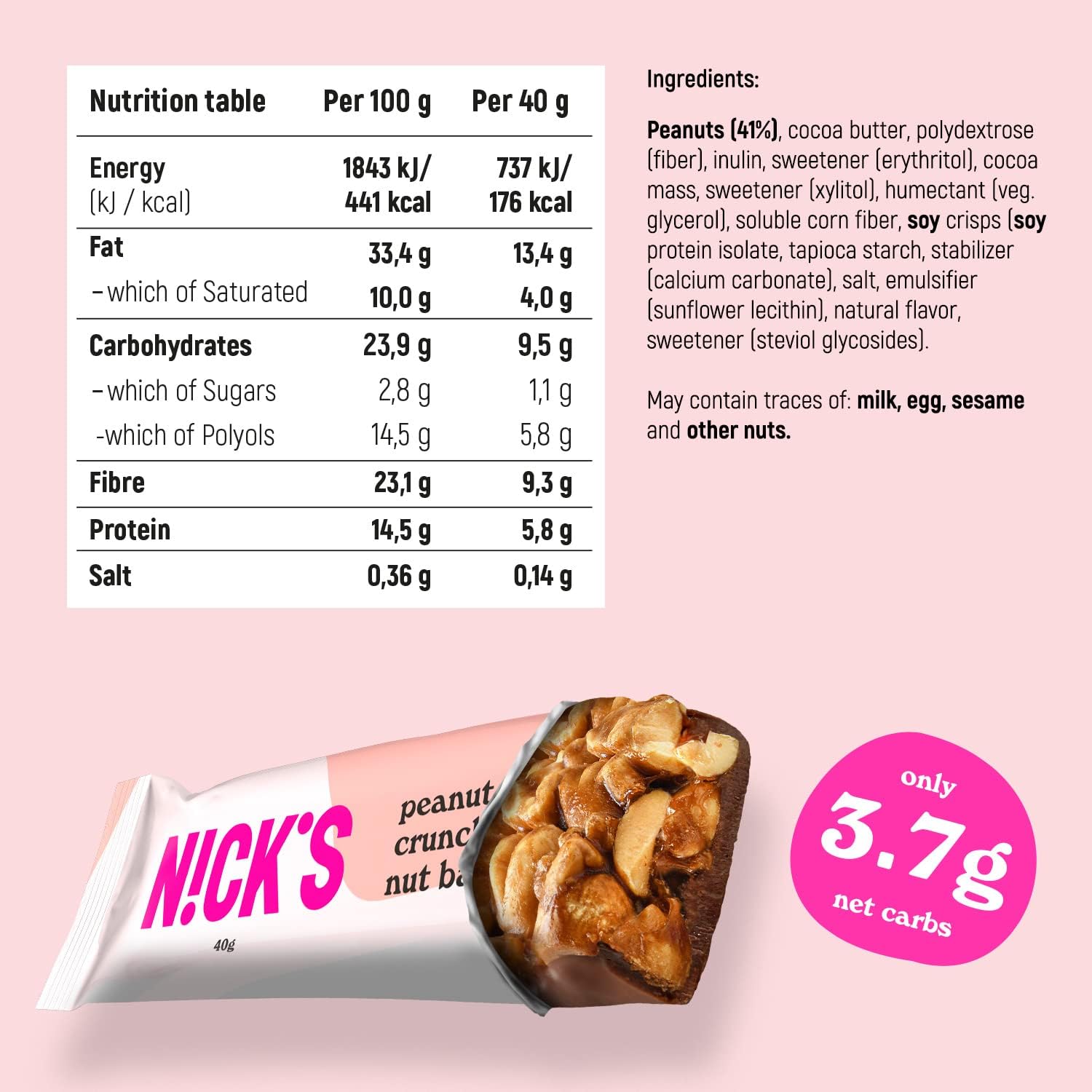 NICK'S - Peanut Crunch Nut Bar
