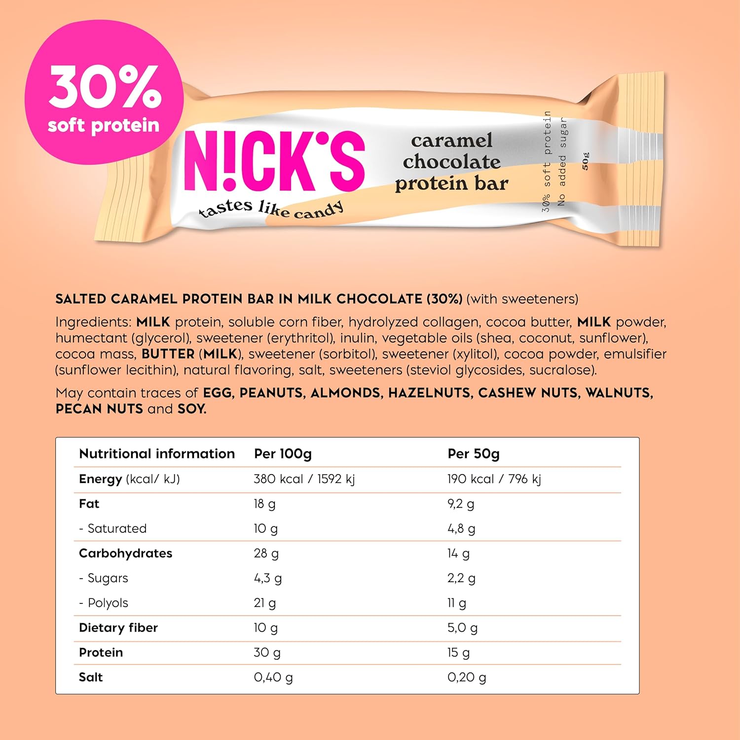 NICK'S - Protein Bar Caramel Chocolate