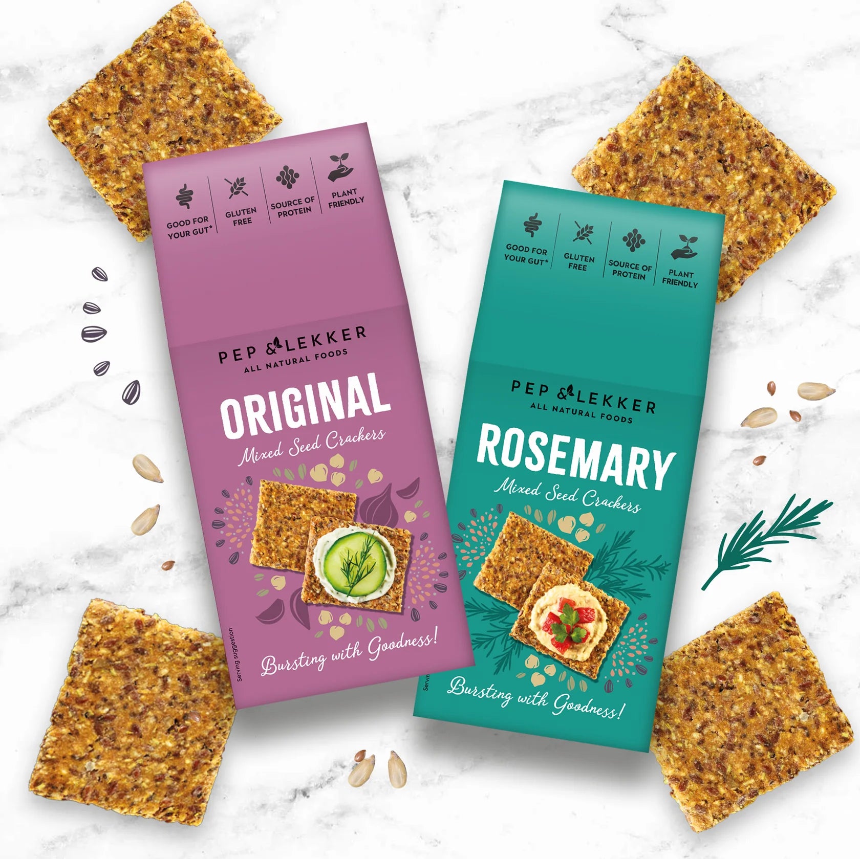 Pep & Lekker - Rosemary Mixed Seed Crackers