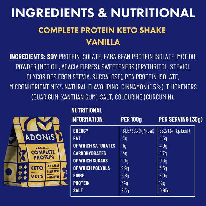 Complete Protein Keto Vanilla Shake - Adonis