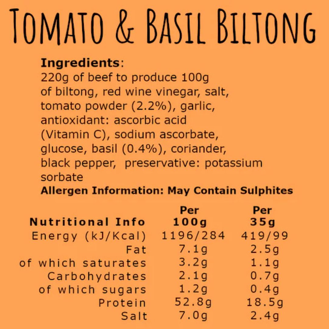 From Our Farm - Grass Fed Tomato & Basil Biltong