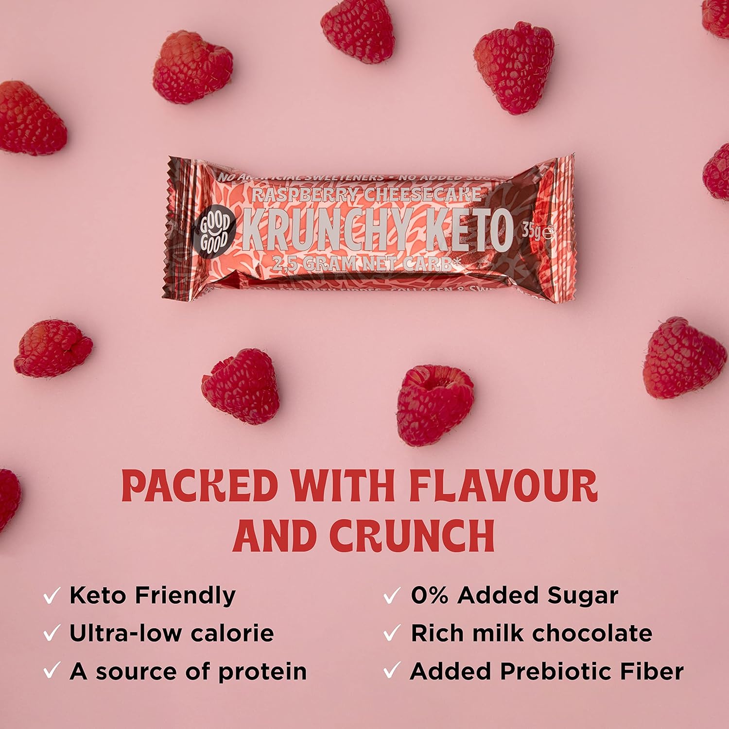 Good Good Krunchy Keto Bar - Raspberry Cheesecake