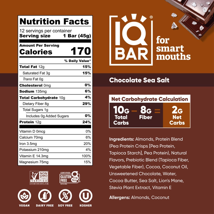Candy Rooks Iq Graphs IQ Bar - Chocolate Sea Salt Keto Vegan Bar