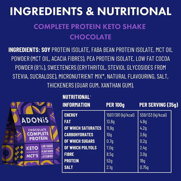Complete Protein Keto Chocolate Shake - Adonis